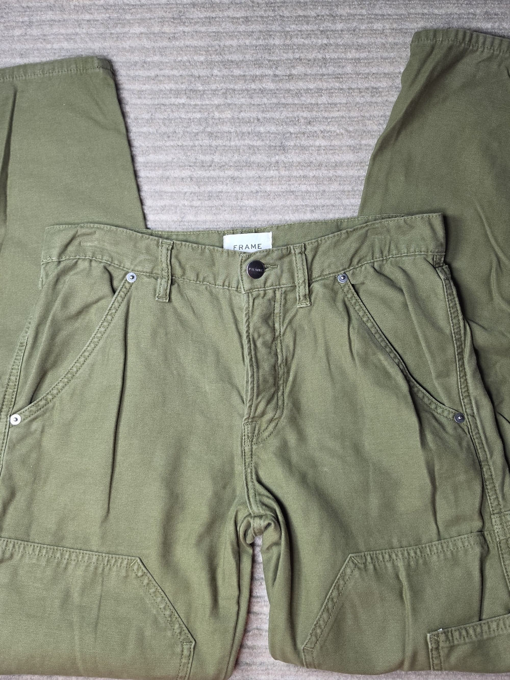 FRAME Women's Sz 25 LE SLOUCH SURPLUS UTILITY Straight Leg Jeans Pants Green